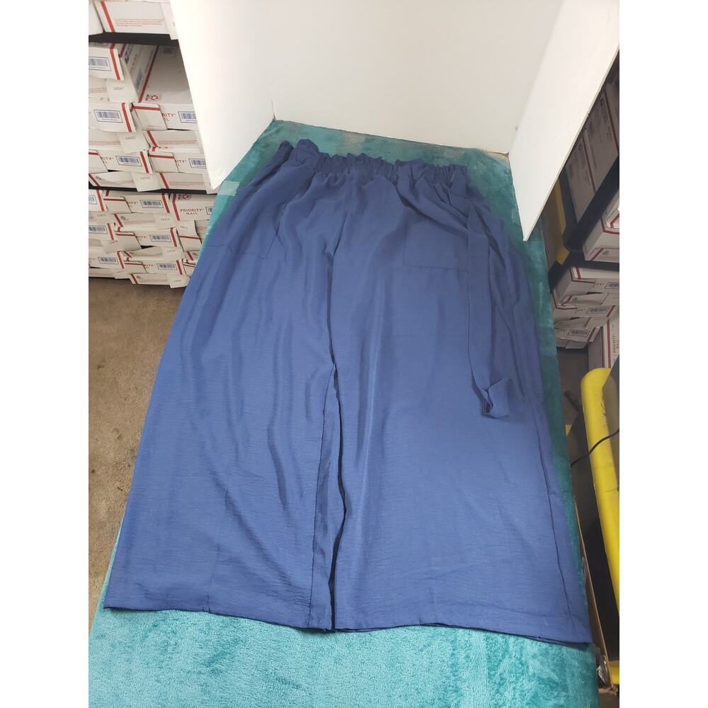 Cueply Pants Size 4X Womens Blue Stretch Polyester Plus Pull On Wide Leg NWT